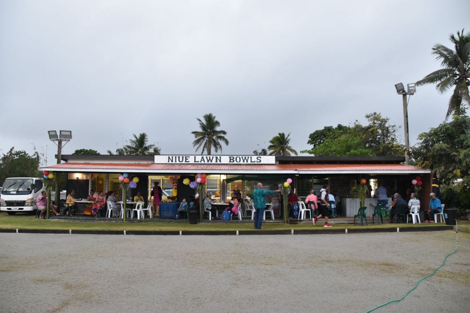 a group of people outside a building