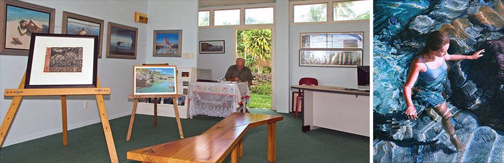 a woman sitting on a chair in a room with a man sitting at a table