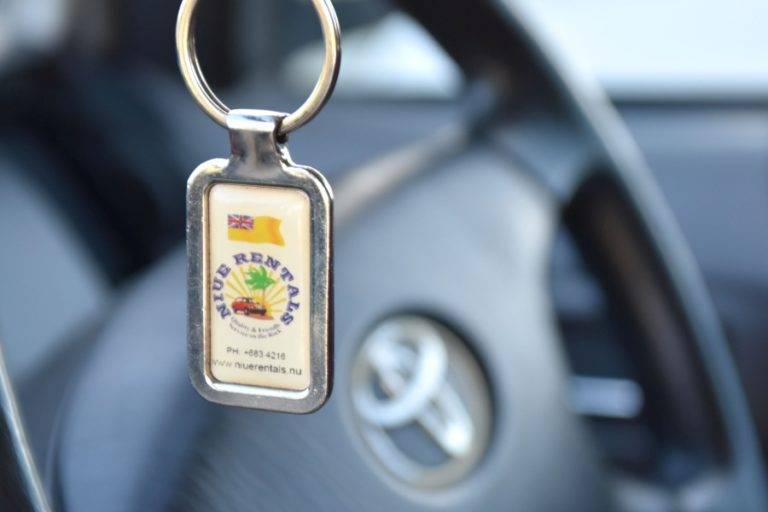 a key chain on a car